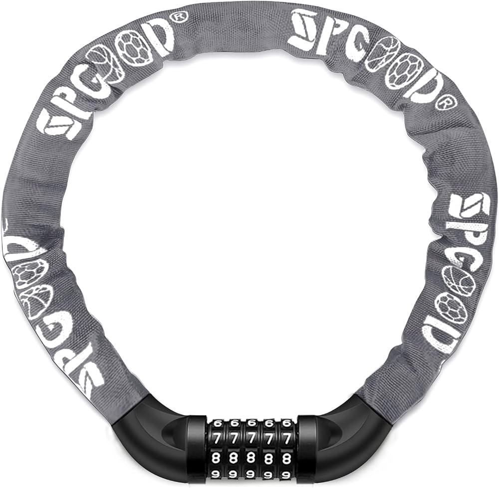 SPGOOD Bike Lock 830mm 5-Digit Resettable Combination 14 Colors Grey