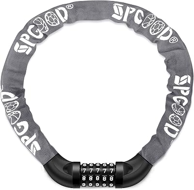 SPGOOD Bike Lock 830mm 5-Digit Resettable Combination 14 Colors Grey