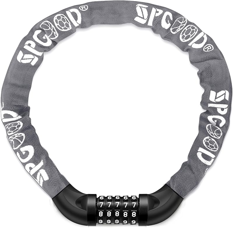 SPGOOD Bike Lock 830mm 5-Digit Resettable Combination 14 Colors Grey