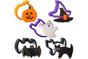 Nifogo Halloween Cookie Cutters 5 Pieces, Halloween Sandwich Cutter for Kids, Stainless Steel Biscuit Cutters with Comfort Gr