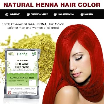 Allin Exporters Organic Henna Hair Color (Red Wine, 180g)- Pack of 3