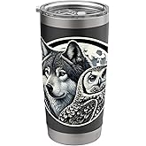 Mystical Wolf And Owl Graphic Design Stainless Steel Insulated Tumbler