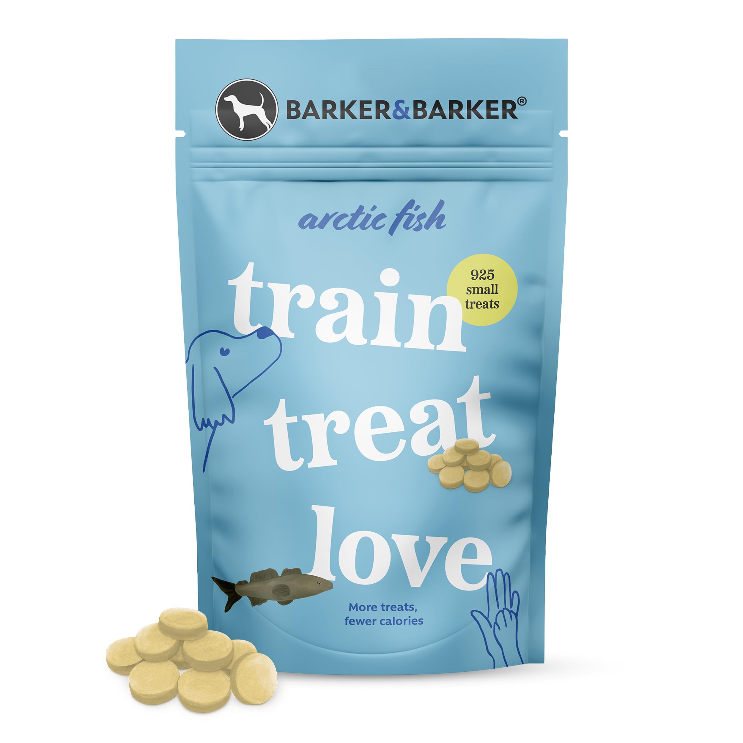 Barker and Barker Grain Free Dog Training Treats - 925 Tasty & Healthy Small Arctic Fish Treat Pack - Low Calorie, High in Protein - No Artificials - 100% Human-Grade for Puppies & Small Breed Dogs