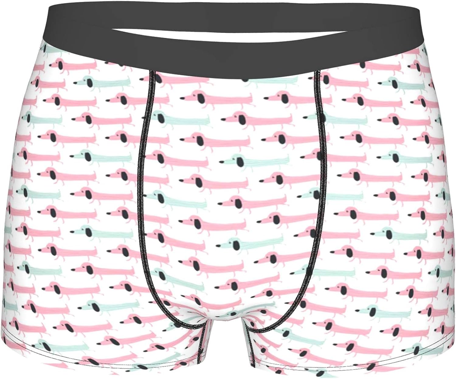 Men's Underwear,Pattern With Funny Stylized Cartoon Sausage Dogs,Boxer