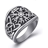 ELFASIO Men Stainless Steel Rings Viking Valknut Vegvisir Pirate Compass Norse Symbol Vintage Jewelry Size 8-13