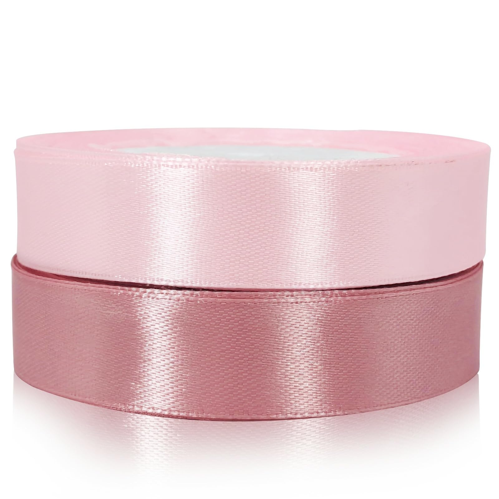 Pink Satin Ribbon 20mm for Crafting, Gift Wrapping, Hair, Wedding, Car, Balloon, Cake Decoration - 2 Rolls 22M — image 1