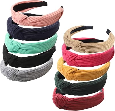 Haquno FOLAI Headbands for Women 10 Pack Fabric Elastic Hair Accessories