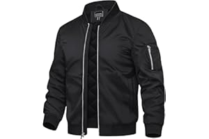 TACVASEN Men's Bomber Jackets Thermal Quilted Jacket Water Resistant Warm Winter Coats
