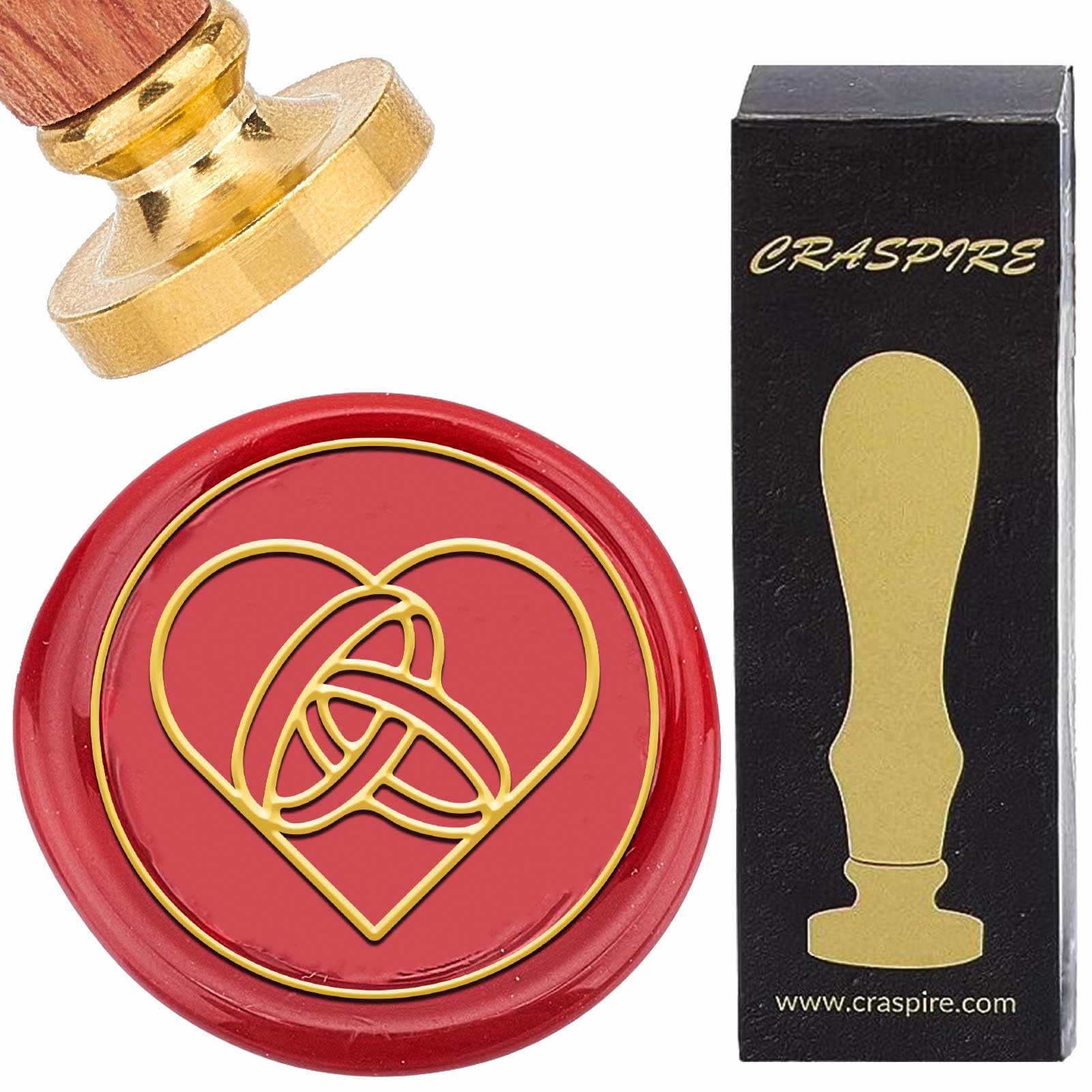 CRASPIRE Rings Wax Seal Stamps for Christmas Wedding Hearts Valentines Day Elegant Vintage Decorative Sealing Wax Stamp 25mm Detachable Brass Head Wood Handle Invitations Gift Wrapping Envelopes Crads