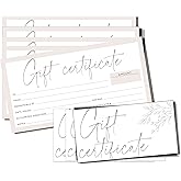 Paper 'n Such Gift Certificates for Business - Set of 25 with Envelopes -Spa, Salon, Restaurants, Custom Client Vouchers for Birthday, Work-Heavyweight Card Stock - Light Pink