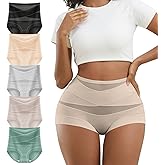 DAFANY Womens Cotton Tummy Control Underwear High Waisted Boyshorts Soft Boxer Brief Panties
