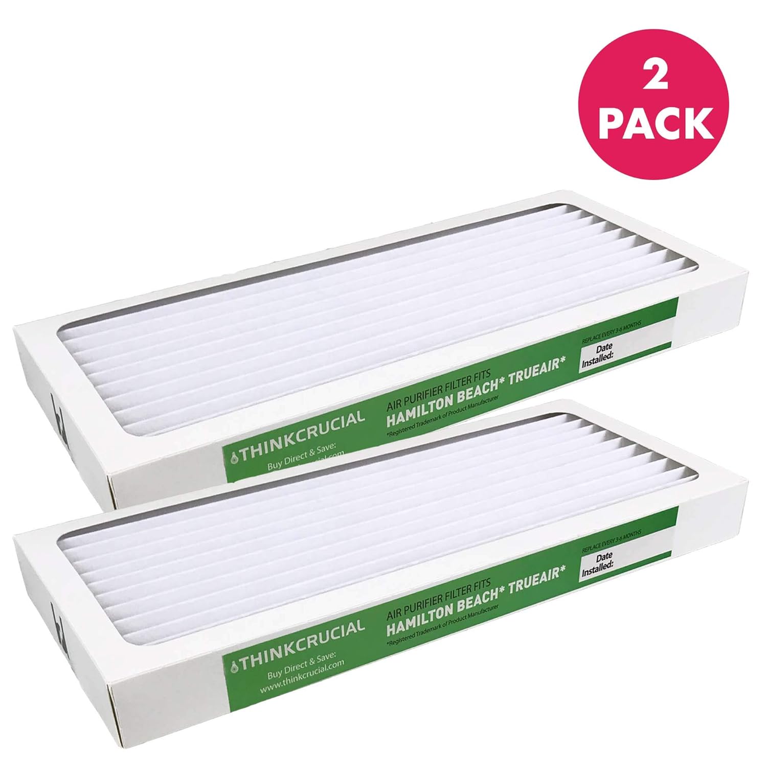 Crucial Air Filter Replacement Parts Compatible with Hamilton Beach True Air Part 990051000 - Fits Vacuum Models 04383, 04384, 04385 - HEPA Style Filters Capture Mites, Pollen (2 Pack)
