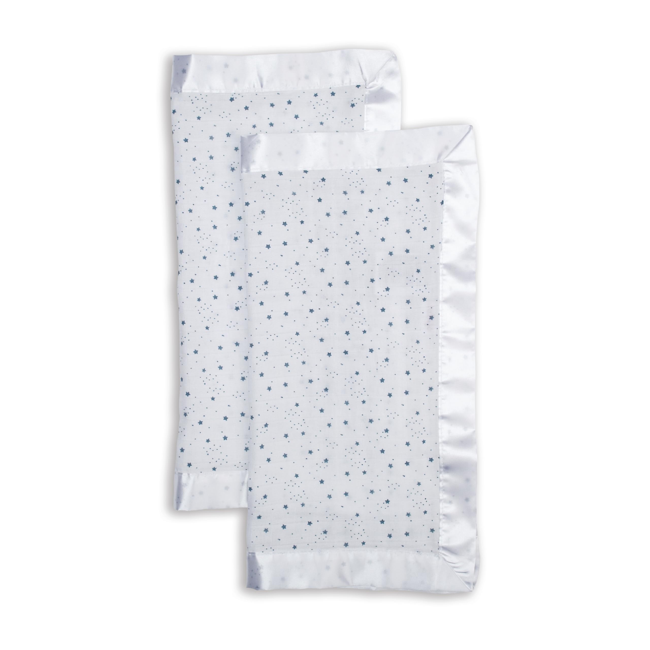 Photo 1 of lulujo Security Lovey Blankets| Unisex Softest Breathable Cotton Muslin Security Blanket Set with Silky Satin Trim| Neutral Comforting Blanket for Girls & Boys | 16in x 16 in| Stars