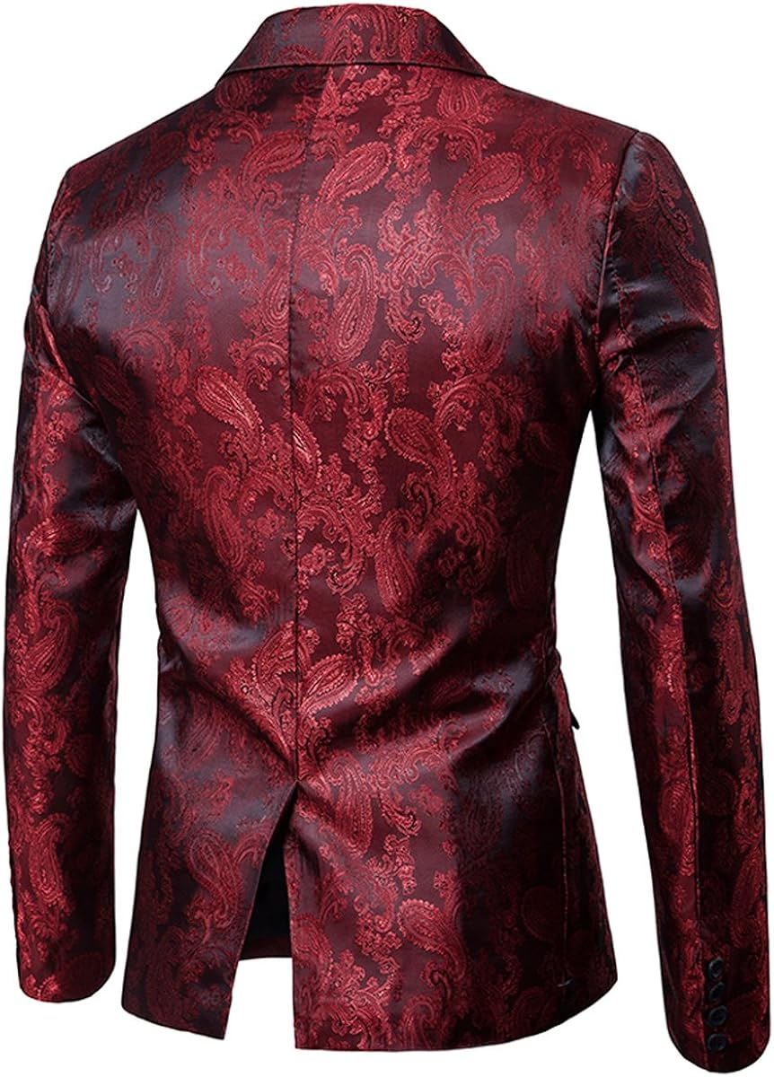 Cloudstyle Mens Slim Fit Paisley Suit Single Breasted Party Suit Jacket 1 Button Sport Coat at  Men’s Clothing store