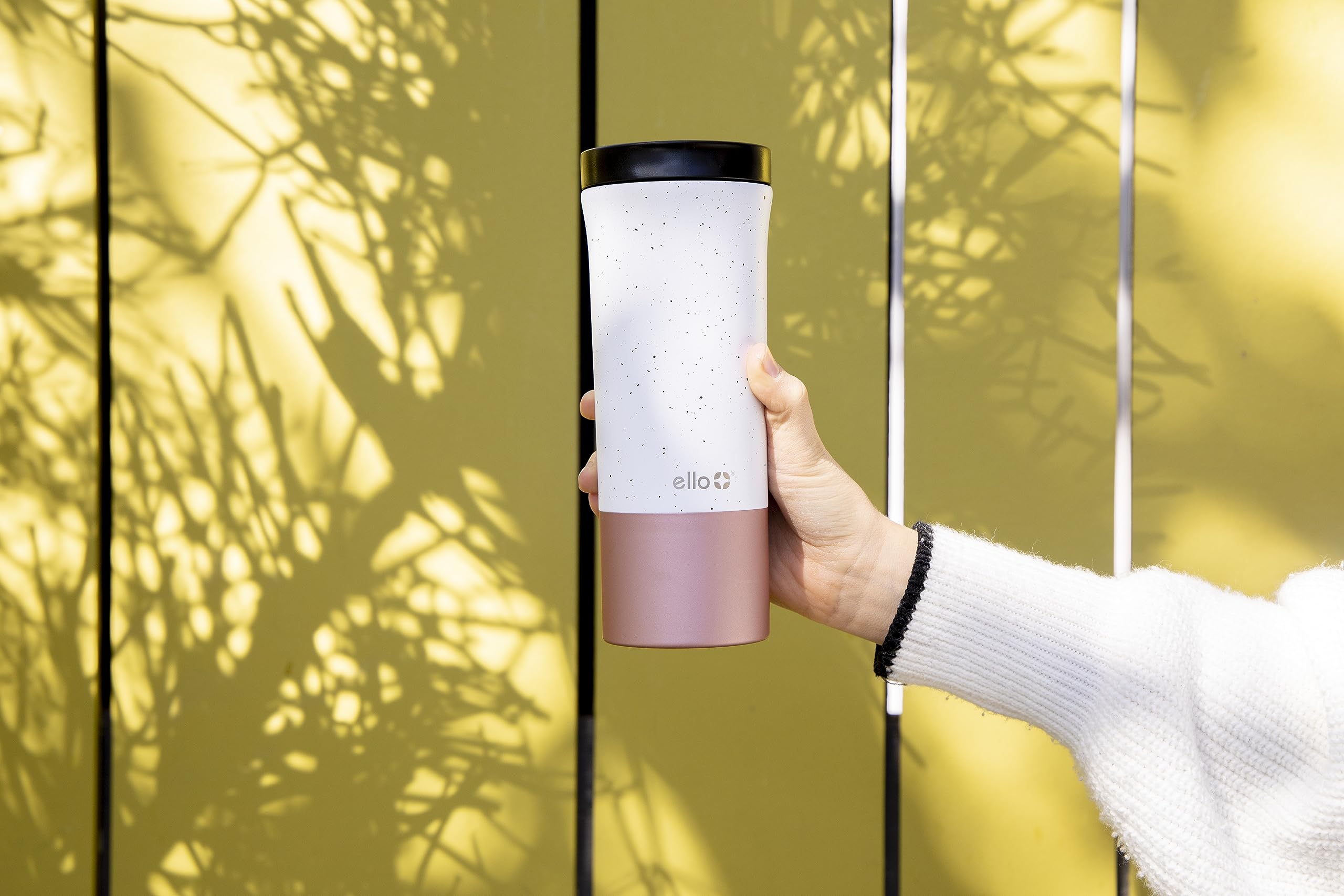 Ello Miri 16oz Vacuum Insulated Stainless Steel Travel Mug, Leak-Proof Slider Lid, Keeps Hot for 5 Hours, Perfect for Coffee or Tea, BPA-Free, Fits Most Cupholders, Holiday Gift, Speckle