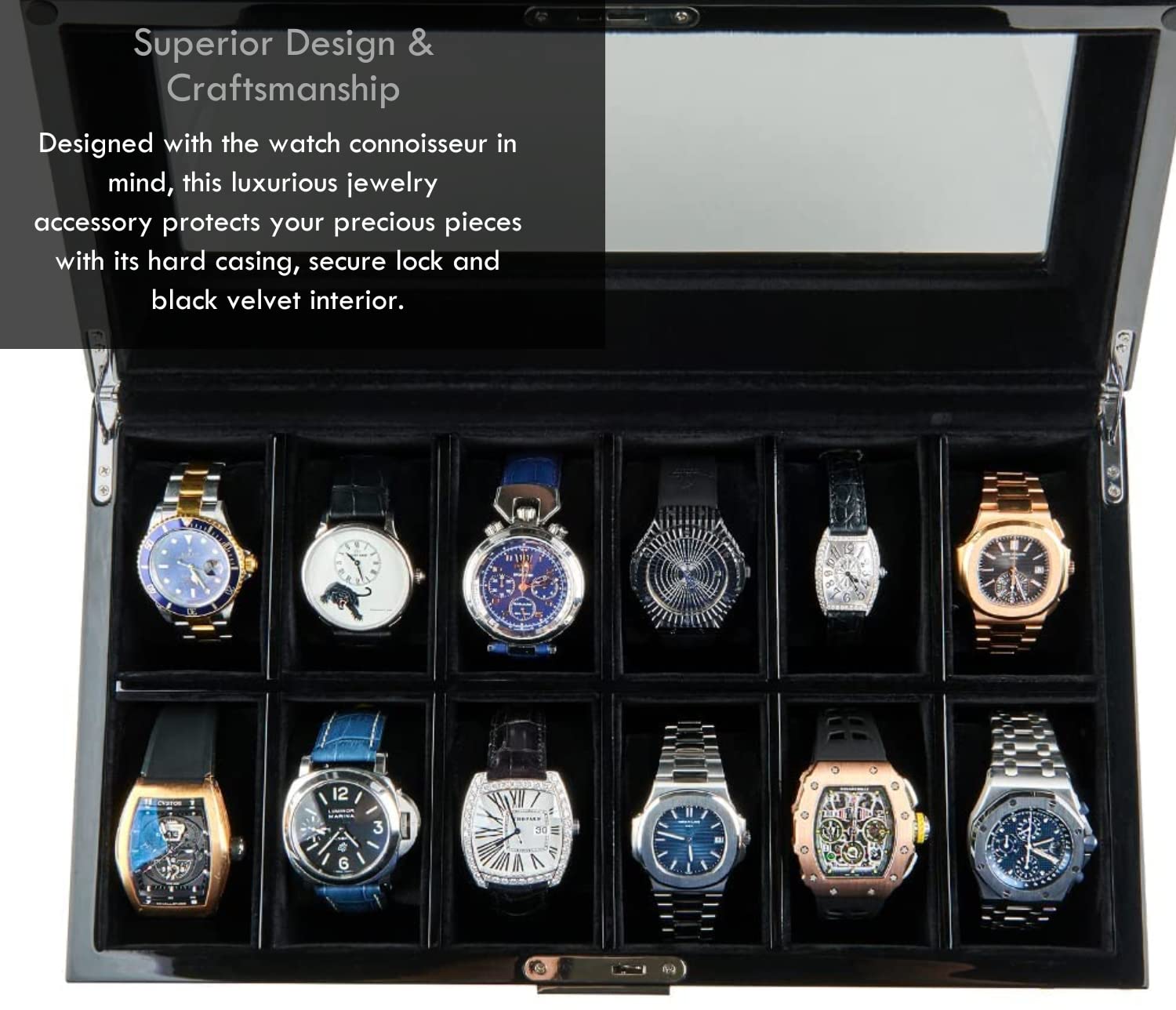 Specter Ride Watch Box Mua HAWK & GABLE Luxury 12 Slot Watch Box Organizer, Glass Display and ...