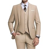ZKHOECR Men's 3 Piece Slim Fit Suit Set, Two Button Blazer Solid Jacket Vest Pants Wedding Business Suit