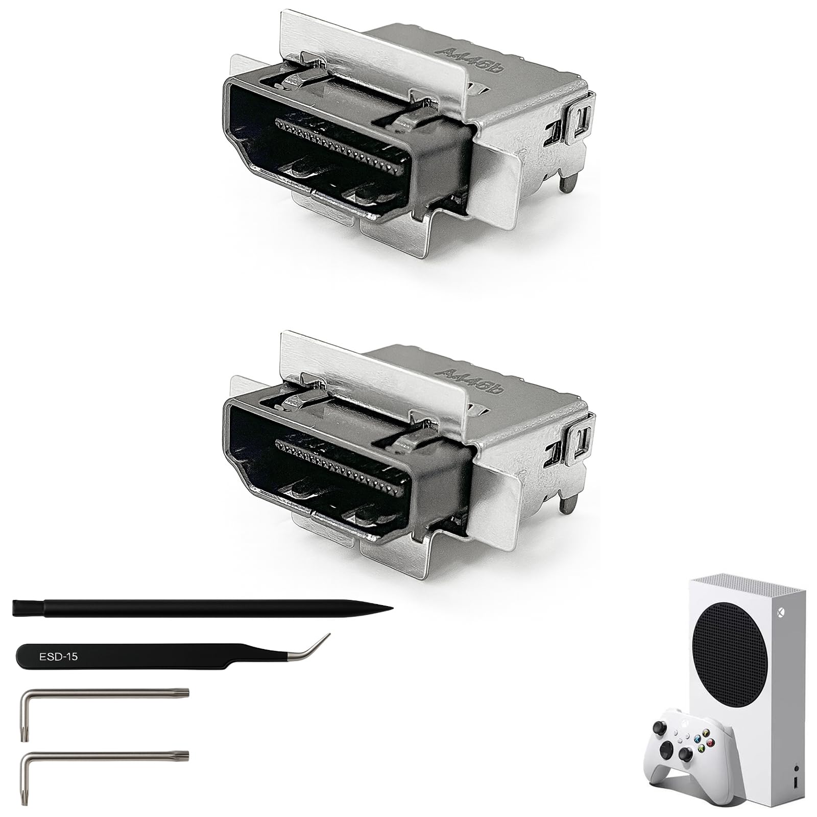 ALIENERGY HDMI Port Replacement Kit for Xbox Series S, Display Socket Jack Connector Repair for XSS Console (Original OEM Quality), Including Tools (Screwdrivers, Tweezer, Spudger) - 2PCS