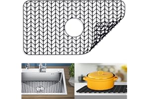 kitchen sink mats, JIUBAR sink protectors for kitchen sink,silicone sink mat,Sink Mat Grid 26''x 14'' for Bottom of Farmhouse Stainless Steel Porcelain Sink Center Drain.(Black)
