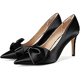 Manoloshow Women's Slingback Pumps Bow Pointed Toe Pumps with Elasticated Strap Pumps for Women 3.3" High Heels Evening Comfy Dress Shoes