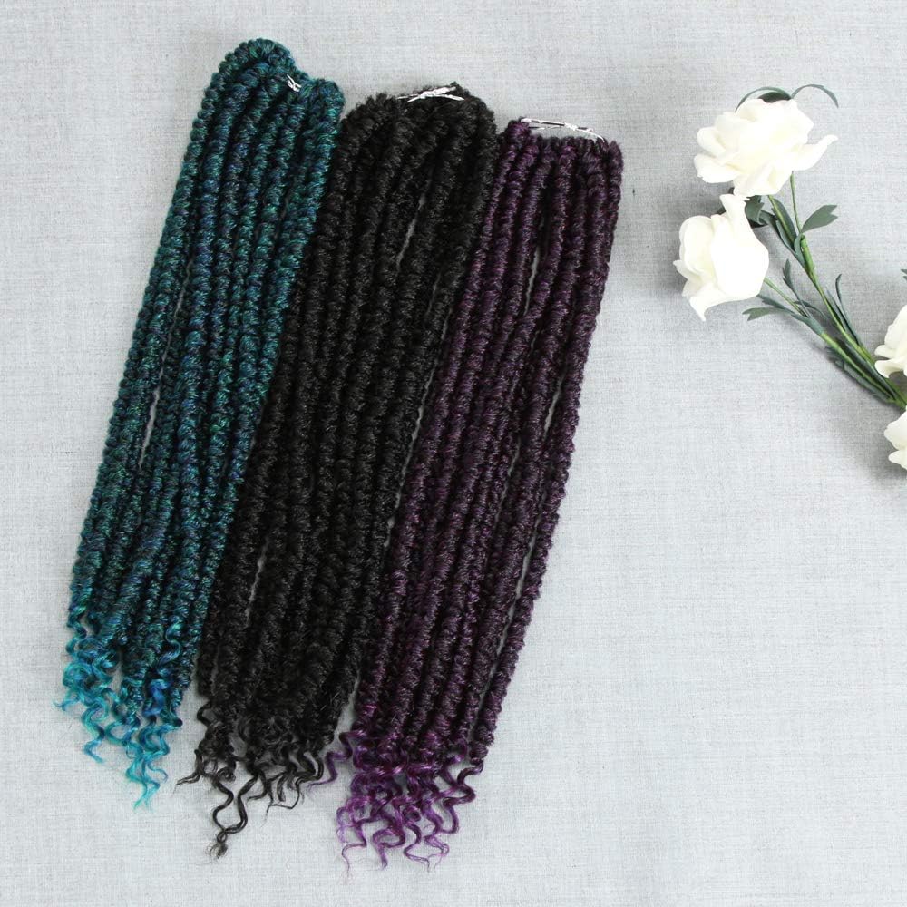 FASHION IDOL Senegalese Spring Twist Crochet Hair Bomb Twist Braids 14 Inch Grape Purple Ombre Havana Mambo Twist Crochet Hair Extensions (T1B/GRAPE PURPLE)