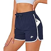 MAGCOMSEN Women's Athletic Shorts with Pockets Quick Dry Lightweight 3.5" Running Gym Workout Shorts Hiking Sport