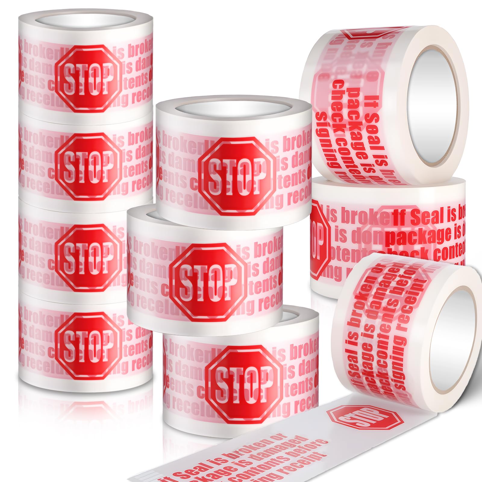 Photo 1 of 10 Rolls Security Tamper Proof Tape 2 Inch x 110 Yards Heavy Duty Shipping Tape for Moving, Sealing, Pre-Printed IF Seal is Broken Check Contents Before Accepting