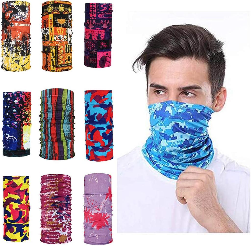 9 Pieces Sun UV Protection Neck Gaiter Magic Scarf