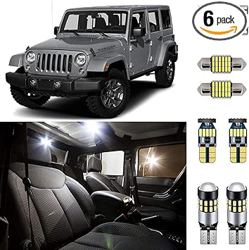 Amazon Com Autogine 6 Piece Canbus Led Interior Light Kit For Jeep Wrangler Jk 4 Door 2007 2008 2009 2010 2011 2012 2013 2014 2015 2016 2017 Super Bright 6000k White Interior Led Bulbs Package Install Tool Automotive
