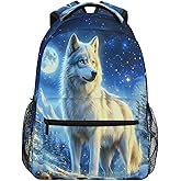 ALAZA Wolf Moon Kids School Backpack for Boys Girls Teens Bookbag Travel Daypack Bag 16 inch