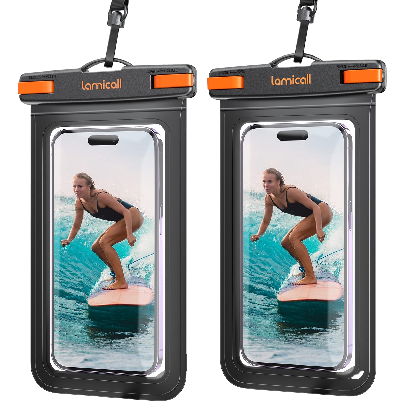 Photo 1 of Lamicall Large Size Waterproof Phone Pouch Case - [ Big Case Friendly ] for Galaxy S25 Ultra, S22 23 S24 Ultra with Case, for iPhone 16 15 14 13 12 Pro Max, Plus Mini, for 7.5" Devices, 2 Pcs