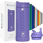 Elemental Iconic Kids Water Bottle for School - 100% Leak-Proof Insulated Water Bottles with Straw Lid & Pop-It Handle for Boys & Girls - Triple-Wall Insulated & BPA-Free, 14oz – Lavender