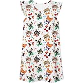 uideazone Girls Nightgowns Flutter Sleeve Pajamas Dress 3D Printed Princess Nightdress Size 5-12