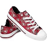 FOCO San Francisco 49ers NFL Womens Low Top Repeat Print Canvas Shoes - 8
