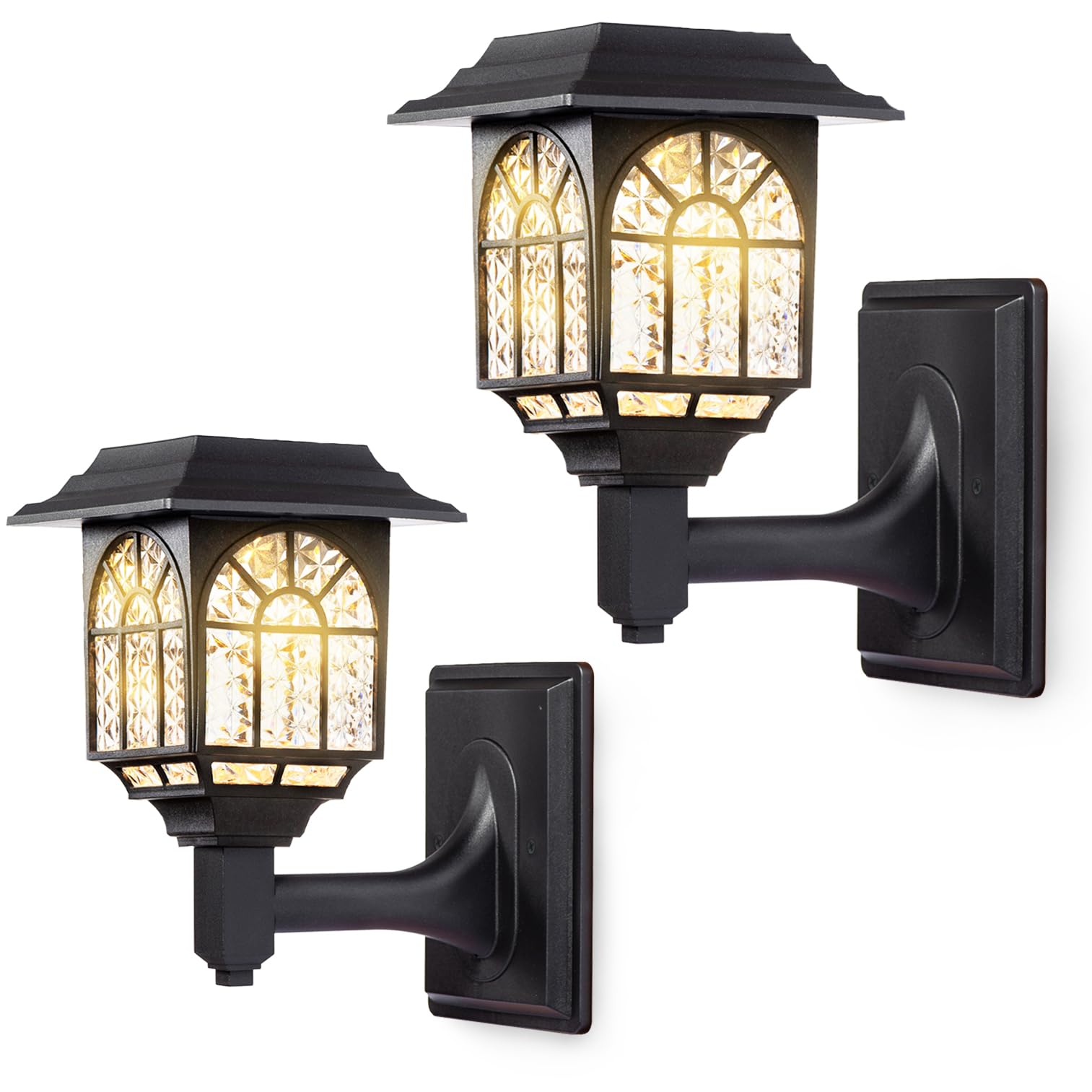 Photo 1 of LeiDrail Solar Fence Lights, 2 Pack Solar Lights Outdoor Waterproof Lantern Warm White LED Wall Deck Post Landscape Lighting for Garden Yard Patio Front Door