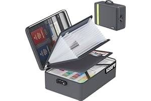 JIHOX 5200℉ Fireproof Document Bag, Insulated Document Box with Lock, Important Document Organizer with Waterproof Zipper, Portable Soft Home Travel Office Safe Storage with 13 Accordion File Folder,Gray