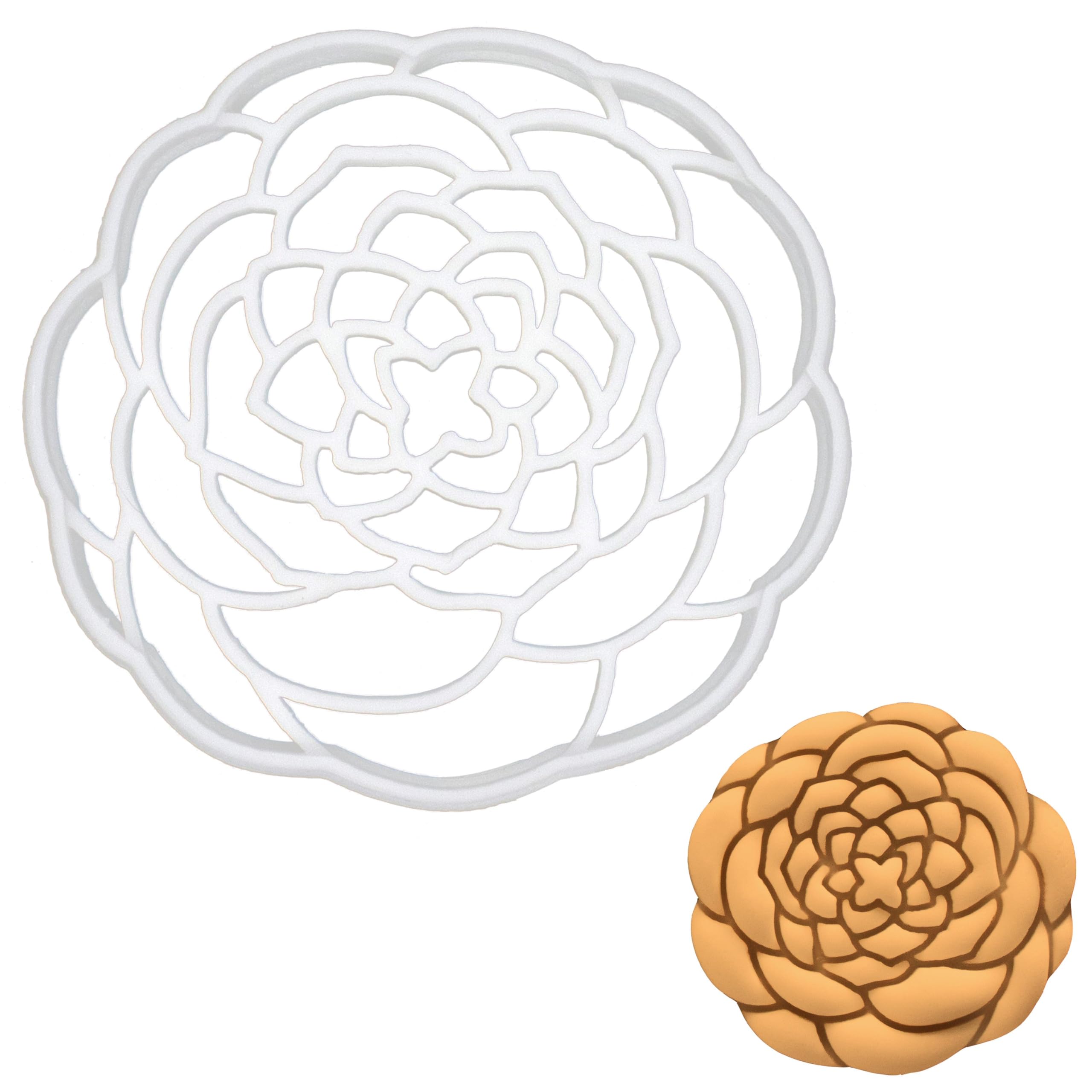 BAKERLOGY Camellia Flower (Complex) Cookie Cutter - Detailed Biscuit Cutter Design for Baking and Crafts, Ideal on Fondant, Dough, Clay