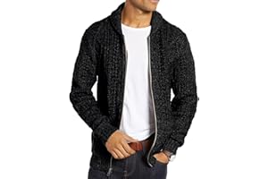 Ryannology Mens Shawl Neck Cardigan Sweater Cable Knit Button Up Closure with Pockets Winter Sweaters Outerwear
