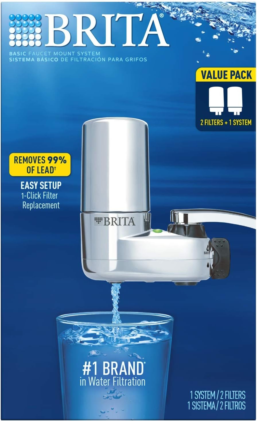 Brita Basic Mount Faucet Water Filter System, Chrome: Kitchen & Dining