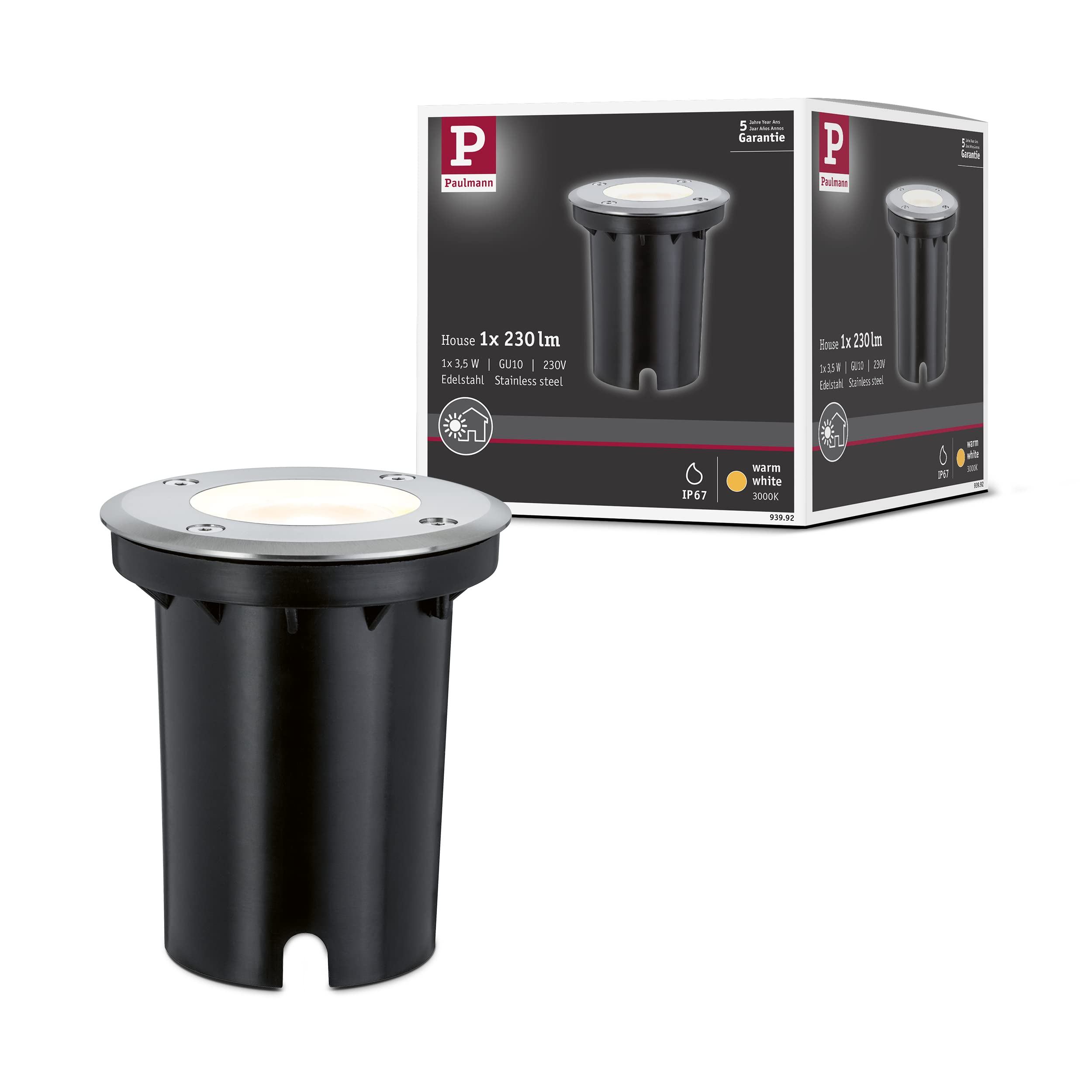 Special RL Set Ground IP67 rd GU10 3.5W 230V 140x140mm stainl Steel/Metal