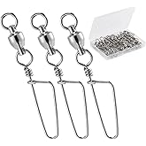 Dr.Fish 20 Pack Fishing Snap Swivels Ball Bearing Swivels Fishing Tackle Saltwater & Freshwater Coast Lock Lure Snaps Clips Terminal Tackle Line Leader Connector Accessories