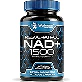 Wellness LABSRX Liposomal NAD Supplement, 1500mg - NAD Resveratrol Supplement for Women and Men, NAD+ Support Cellular Health, Energy &amp; Anti Aging - 90 Count