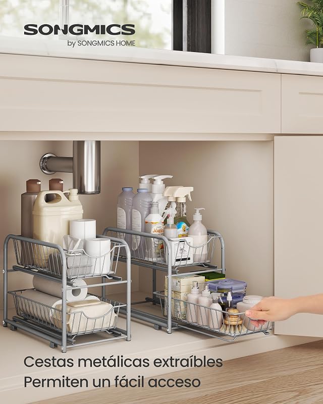 Organizador de Cocina, 2 Niveles Extraíbles para Armario