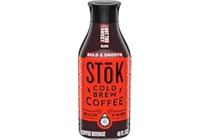 SToK Cold Brew Coffee, Not Too Sweet, Arabica-Based Blend, Dark Roast Brewed Low and Slow; Sweetened, Black Coffee, 48 FL OZ Bottle