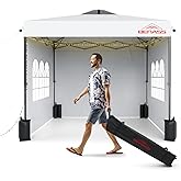 10x10 Pop Up Canopy with Sidewalls, Easy Up Canopy Tent, Heavy Duty Tents for Parties, One Person Set Up Event Tent, White