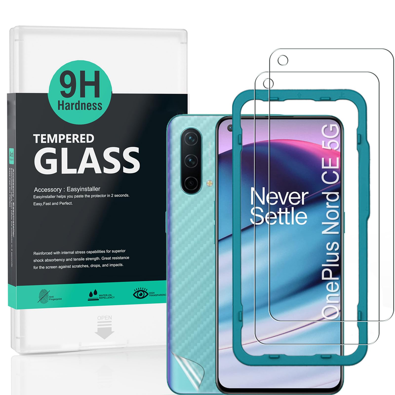 Ibywind Screen Protector For Oneplus Nord CE 5G[2 Pack],9H Hardness Tempered Glass,Easy to Install