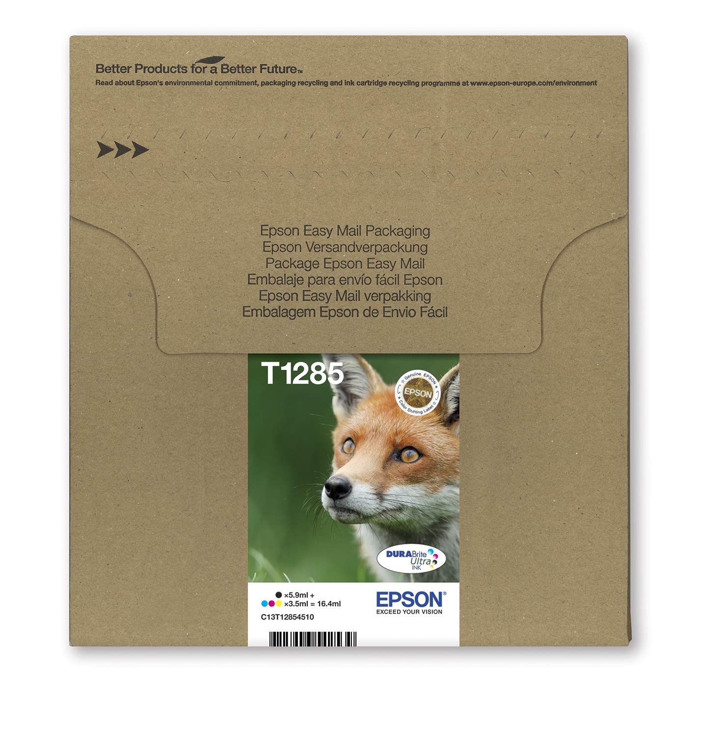 Epson T1285 Fox Genuine Multipack, Eco-Friendly Packaging, 4-colours Ink Cartridges, DURABrite Ultra Ink — image 1