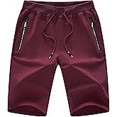 CREATMO US Men's Shorts Zipper Pocket Elastic Waist Stretch Summer Casual Beach