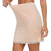 Vlazom Women's Satin Half Slip for Under Dresses Above Knee Underskirt with Lace Trim Size S-XXL