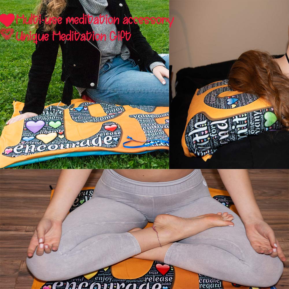 Love WallArt Decor-Premium velvet Meditation Mat|Wall art Tapestry Wall Hanging|Convertible meditation cushion cover|Unique Meditation Gift for Men,Women|Dual Printed,travel Yoga mat 70x70cm|Satin Bag